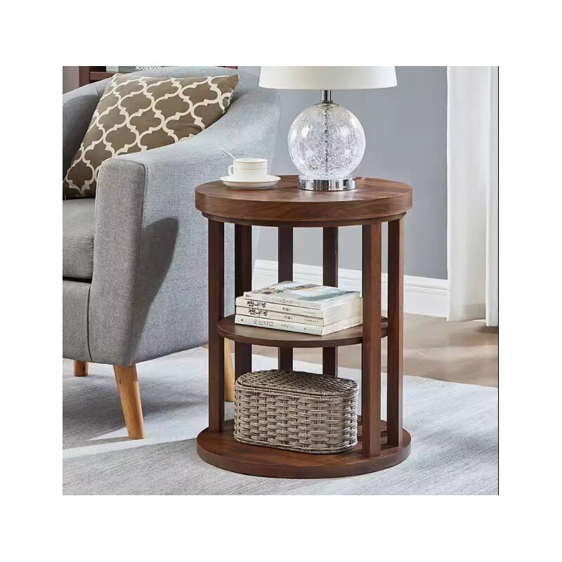 d美式沙发边几茶几床头柜阳台置物架欧式角几家用客厅边柜小圆几