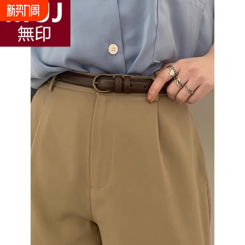 无印MUJ牛仔裤小皮带女士日本新款腰带女款夏季复古百搭细装饰窄