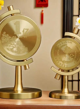 一个亿黄铜摆件桌面车载转转办公室创意办公桌时来运转把玩开门
