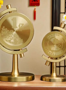 一个亿黄铜摆件桌面车载转转办公室创意办公桌时来运转把玩金属
