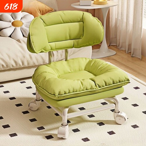 万向轮沙发椅小凳子靠背椅懒人沙发椅子换鞋椅滑轮矮凳久坐移动