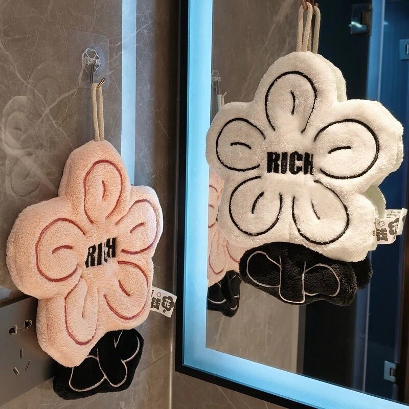 有钱花擦手巾挂式可爱超强吸水加厚毛巾珊瑚绒手帕无异味