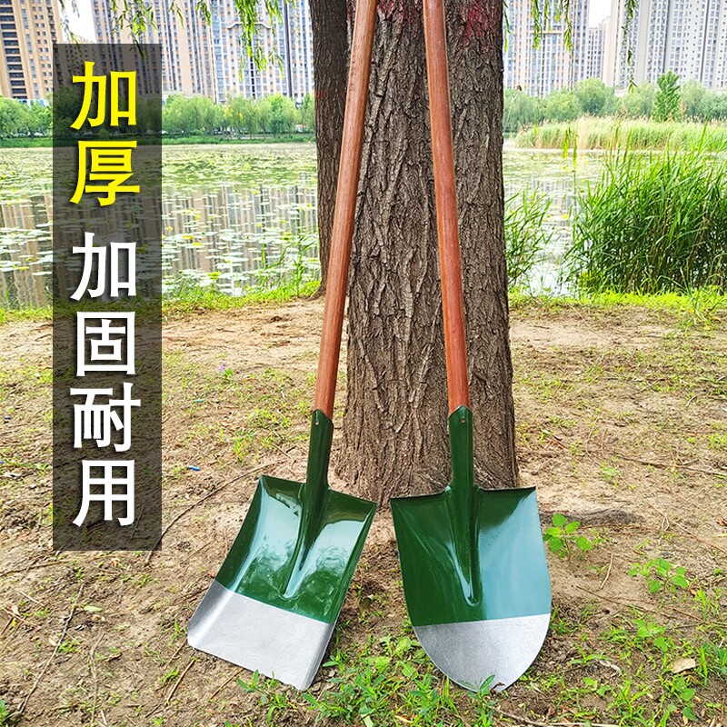 铁锹大铲子工地挖土铁锨农用工具大全户外铲尖头消防锰钢加厚锹平