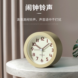 北欧风格 简约静音小闹钟创意卧室时钟学生用专用儿童夜光床头钟表