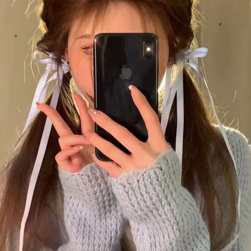 蝴蝶结丝带发夹时尚侧边蓝色新款精致百搭ins公主可爱多巴胺早春