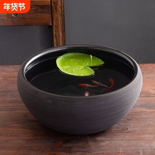 陶瓷缸手工现代装饰金鱼缸睡莲花盆碗莲荷花缸乌龟缸水景造景摆件