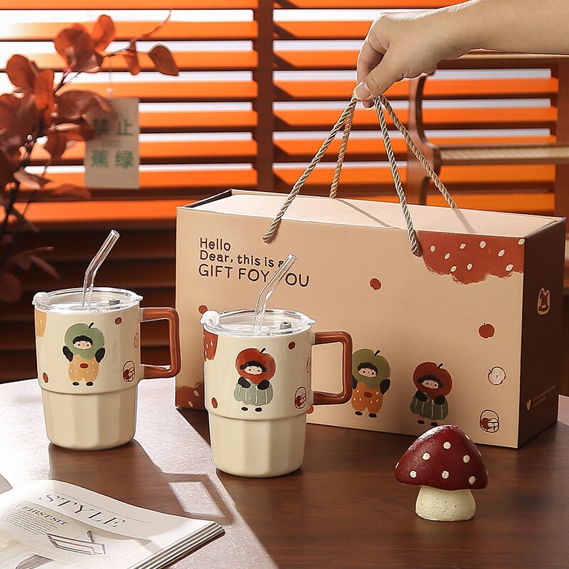 情侣杯对杯礼盒装新婚伴手礼生日礼物送男女生朋友吸管杯实用杯子