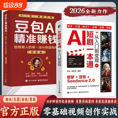 新手入门AIai短剧一本通制作从到变现豆包AI赚钱教程书教小白如何一部全流程创作实战AI技术指南时代轻松抖音视频创业零基础系统