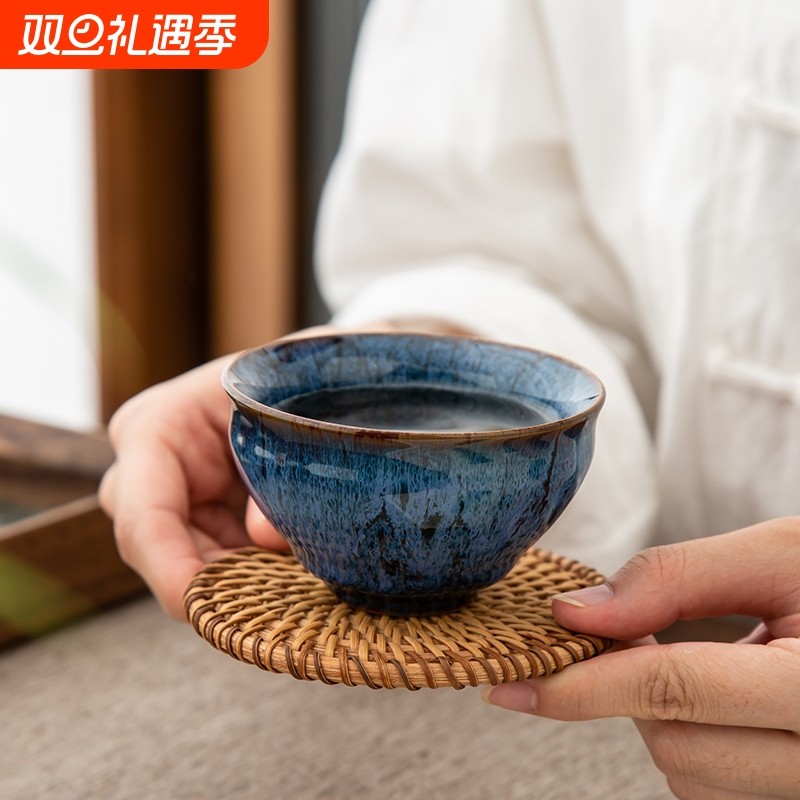 单杯主人杯陶瓷茶杯建盏功夫茶具窑变轻奢家用品茗杯个人喝茶杯