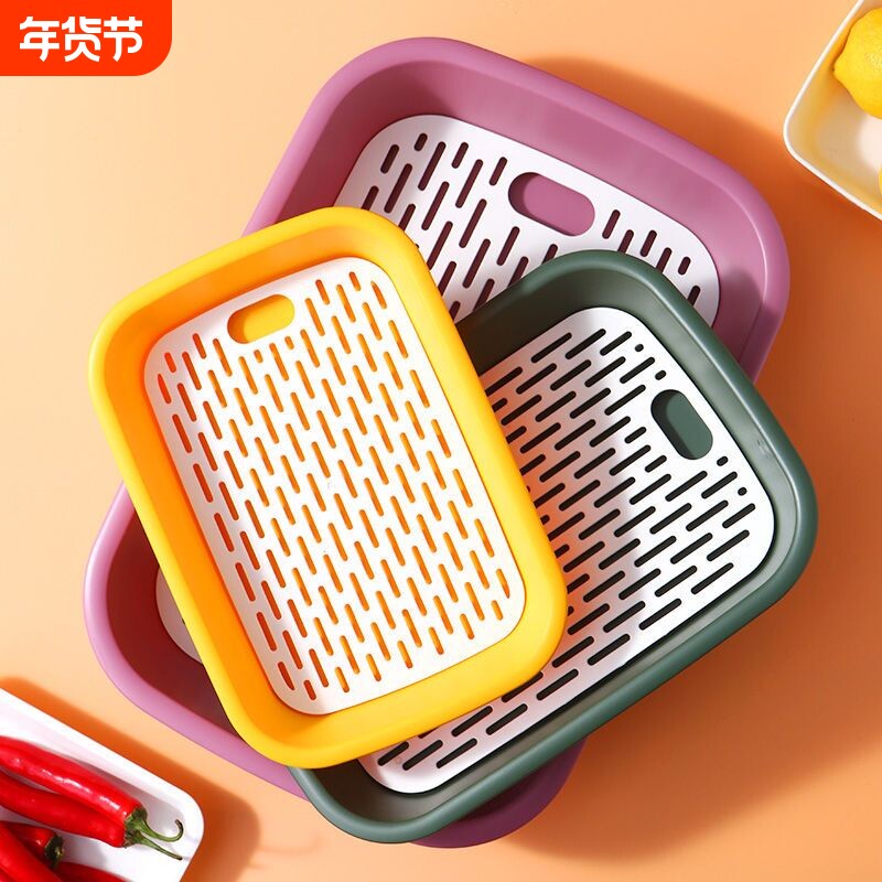 沥水盘火锅沥水篮冷水杯架蔬菜沥水托盘家用置物盘茶盘水壶双层