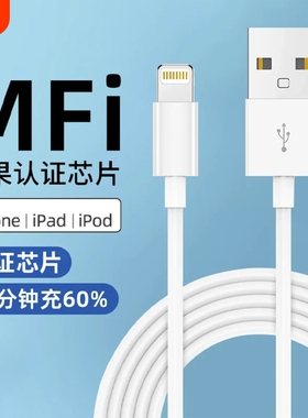 D8【MFi认证不弹窗】苹果充电线快充数据线USB to Lightning适用iPhone14/13/12/11手机平板ipad1m