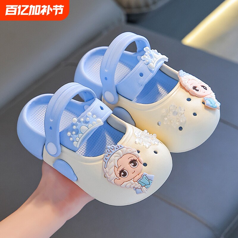 儿童洞洞鞋女童可爱卡通外穿凉拖鞋小中大童软底女宝宝沙滩包头鞋