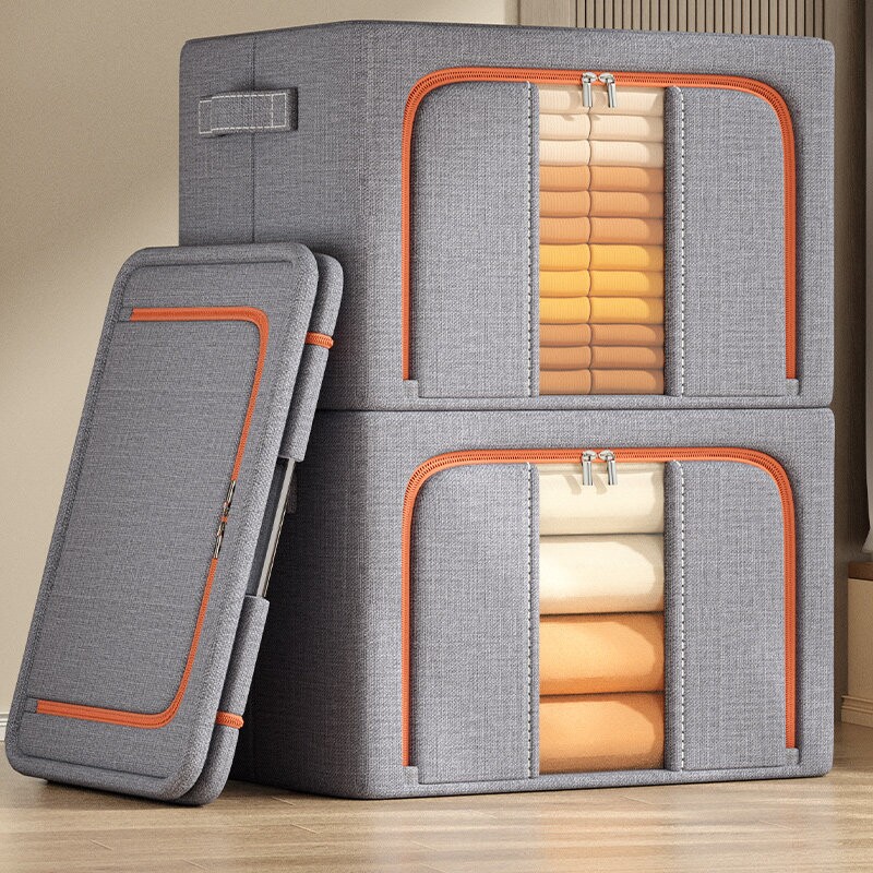 加厚棉麻衣服收纳箱家用布艺衣物整理箱袋可折叠衣柜宿舍储物筐盒