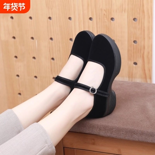 透气防滑软底中老年舞蹈跳舞鞋 工作鞋 坡跟手工 女新款 老北京布鞋