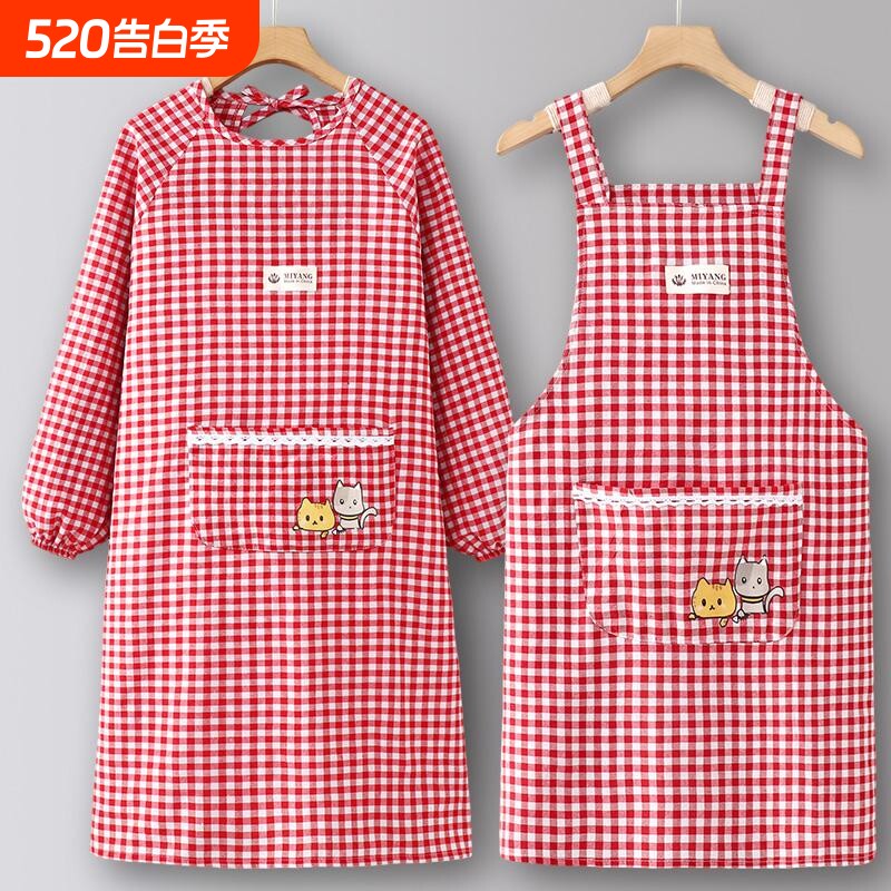 耐磨纯棉围裙厨房家用2025新款网红罩衣女上班专用做饭餐饮工作服