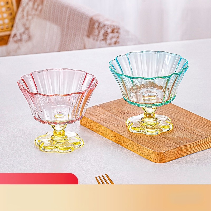 云朵冰淇淋甜品玻璃杯家用喝水杯早餐慕斯双皮奶杯子新款