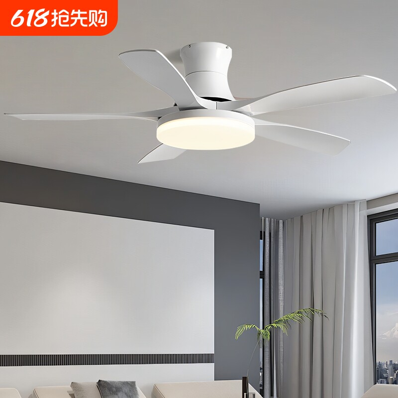 法式复古客厅风扇灯2025新款中古风吊扇灯大风力变频风扇吊灯吸顶