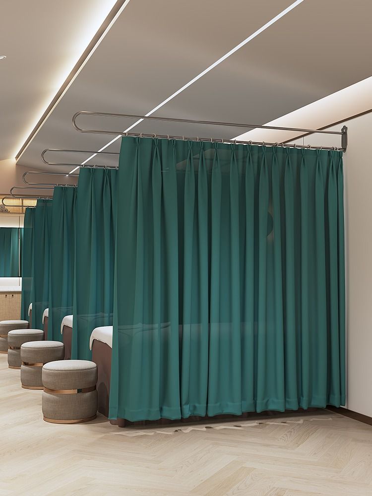 U-shaped beauty salon partition curtain, health hall, physiotherapy bed, curtain rod, curtain support frame, compartment curtain, opaque curtain, opaque curtain