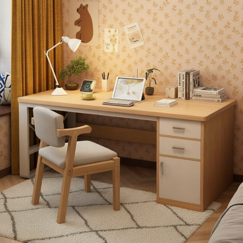 电脑桌台式家用书桌学生学习写字桌简易工作台卧室带抽屉办公桌子