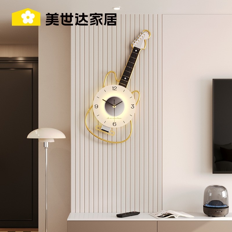 美世达网红挂钟客厅2025新款艺术钟表大气家用创意时钟壁灯挂墙表