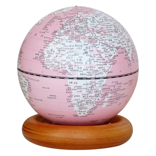 13cm趣味滚珠缤纷粉色地球仪蓝色双面印刷灯光型防水防刮球体720度万向旋转可分离底座行政地图军事氛围各国
