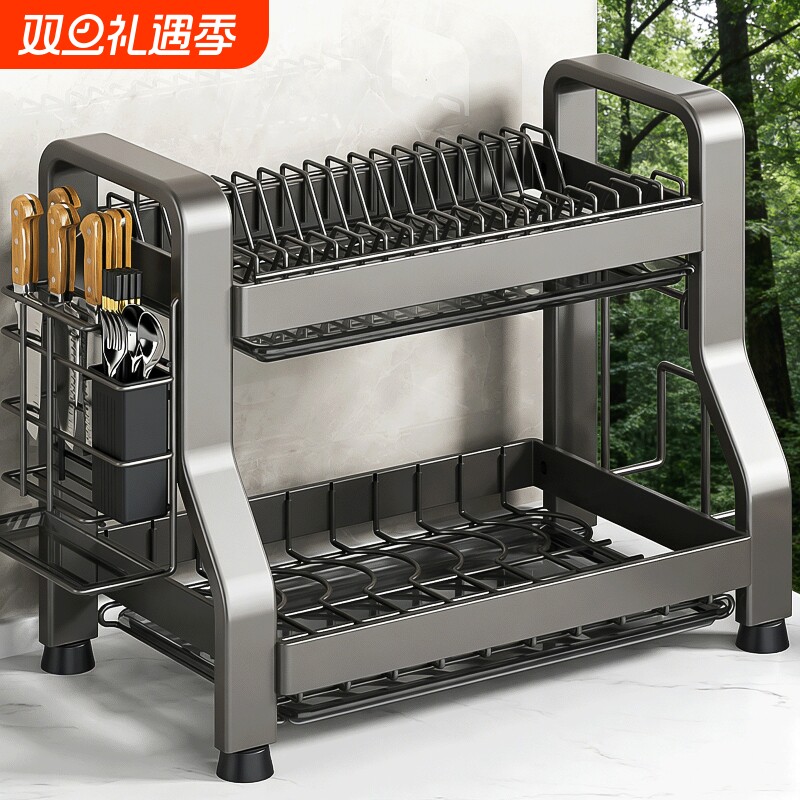 厨房置物架碗碟碗盘收纳架沥水架家用多功能放碗架碗筷收纳盒碗柜
