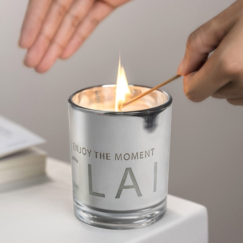 银色透光杯香薰蜡烛级感生日礼物伴手礼盒居家室内无烟浪漫香薰