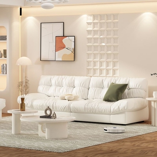 奶油风布艺沙发客厅小户型简约现代轻奢猫爪皮家用直排云朵沙发