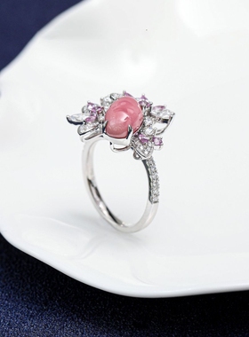 粉色仿海螺珠戒指吊坠两用个性精致华丽轻奢时尚流行指环新款饰品