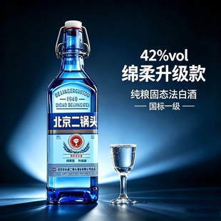 正宗北京二锅头42度白酒绵柔升级正品一整箱蓝方瓶便宜烟酒浓香型