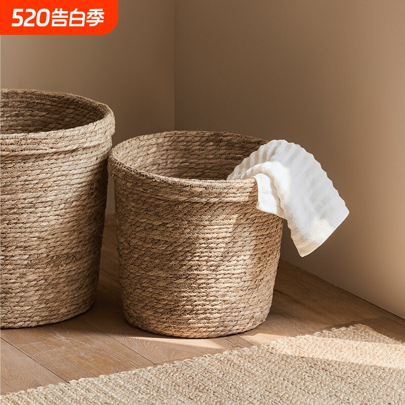 日式藤编草编脏衣服收纳筐家用脏衣篮脏衣篓编织洗衣篮子收纳篮
