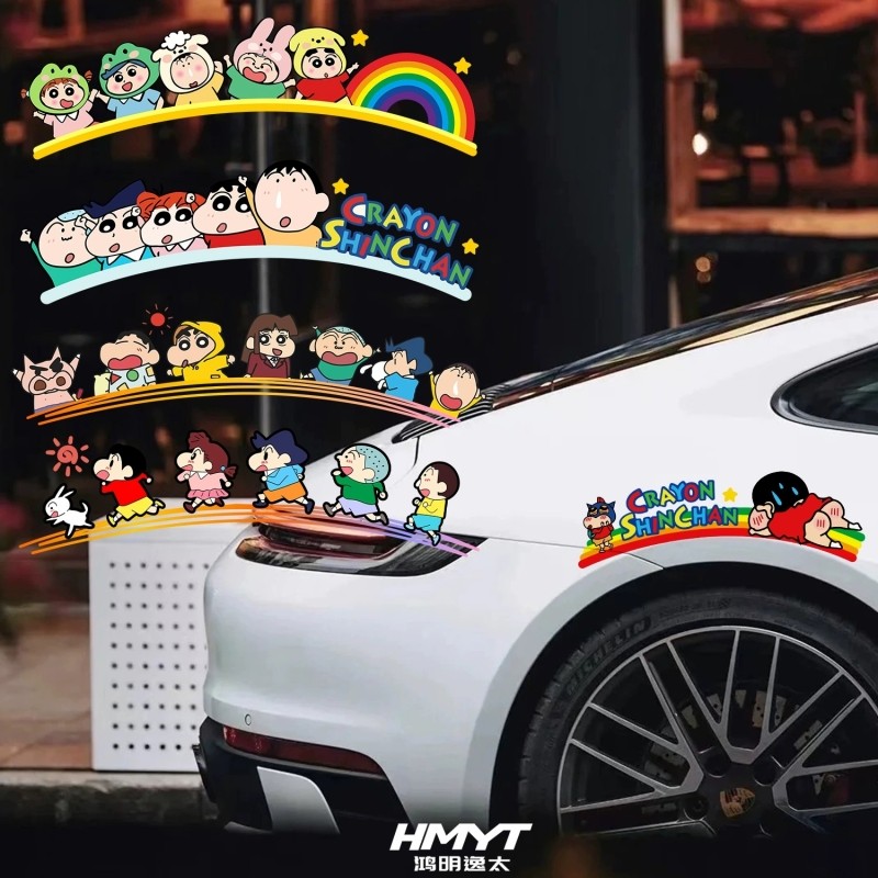 汽车轮眉创意贴蜡笔小新防水装饰贴车身装饰卡通小新划痕遮挡贴纸