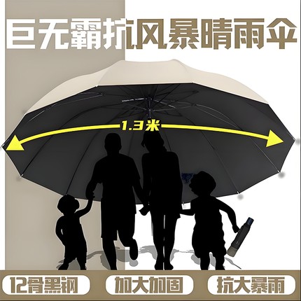 12骨加大加固加厚太阳伞抗风暴遮阳防晒手动折叠晴雨两用男女雨伞