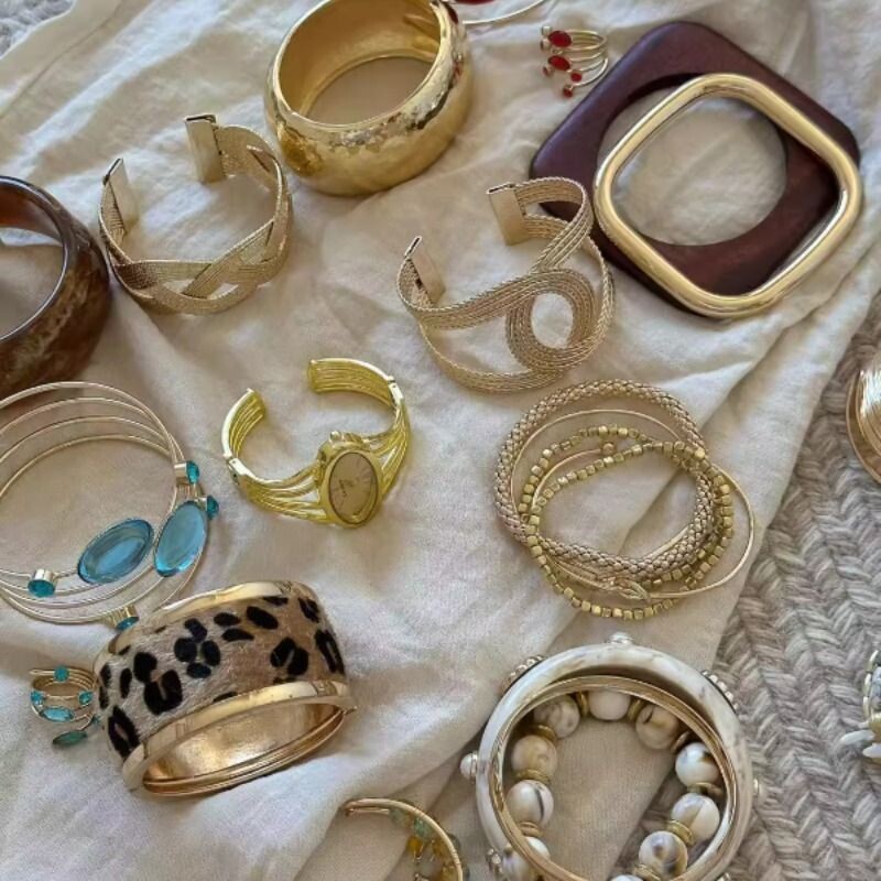 【中古手镯合集】高级感秋冬bi备时髦高智感宽边手镯豹纹手环手串