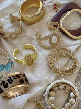 【中古手镯合集】高级感秋冬bi备时髦高智感宽边手镯豹纹手环手串