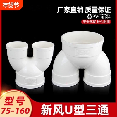 pvcU型三通变径裤衩三通新风接头