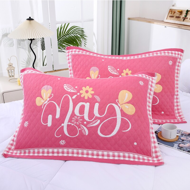 大尺寸枕巾枕头巾一对装高档家用加大厚成人情侣枕头盖巾加厚纱布