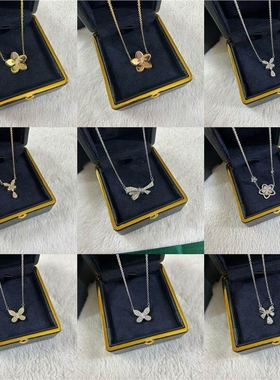 别具一格家蝴蝶结项链镀V金轻奢风新款满钻幻影五花蝴蝶锁骨链