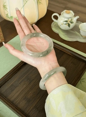 聚财古风新疆天山翠手镯飘花女款天山ins玻璃桃花