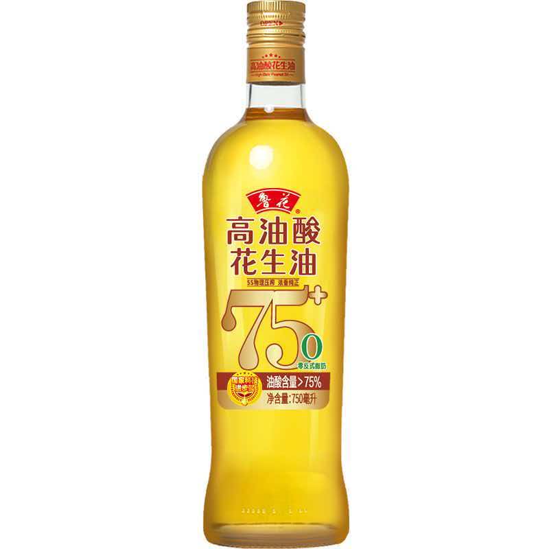 鲁花高油酸花生油750ml食用油玻璃瓶装家庭用油小瓶油炒菜油图片