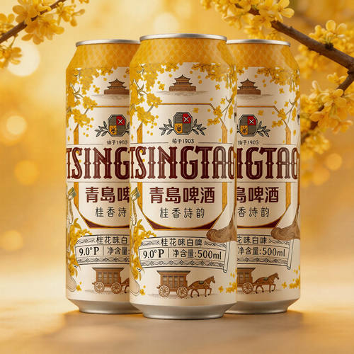 青岛啤酒桂花白啤500ml*12罐装
