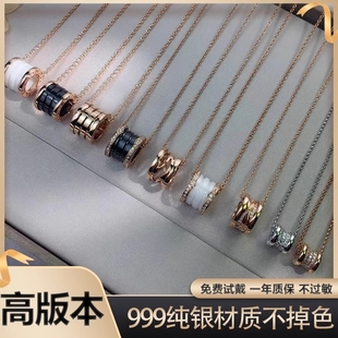 者高版本V金镀18K小蛮腰弹簧项链新款黑陶瓷慈善款网红锁骨链闺蜜