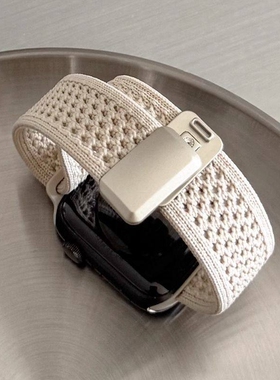 适用iwatch11表带S11苹果S10手表applewatch10新款S9尼龙8编织7磁吸SE3男款2高级ultra女士运动6透气腕带