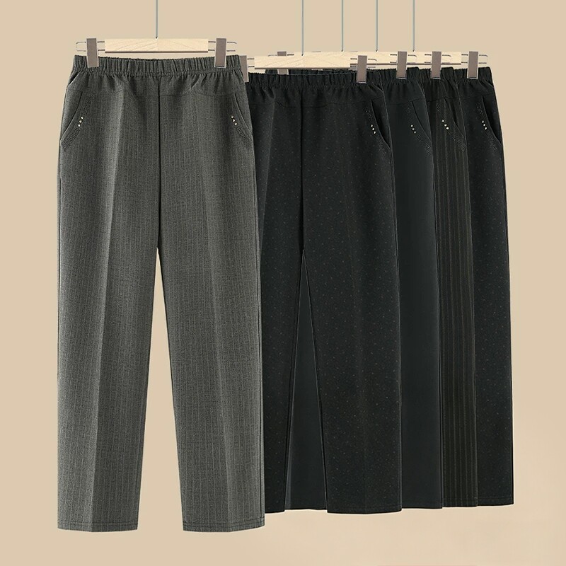 妈妈裤子春装宽松夏季直筒中老年女裤老年人春秋女士老人女休闲裤