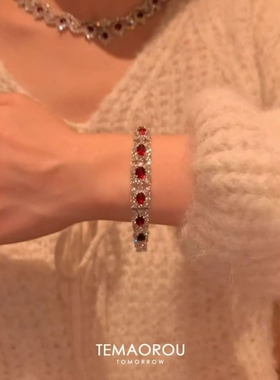 【千金晚宴】轻奢高级感重工满钻红锆石手链女显白高级感手饰