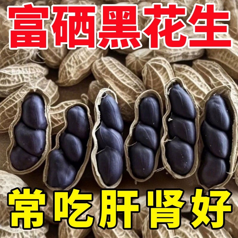 原味富硒黑花生带壳大粒黑花生味甜黑皮花生米500g黑花生云南特产