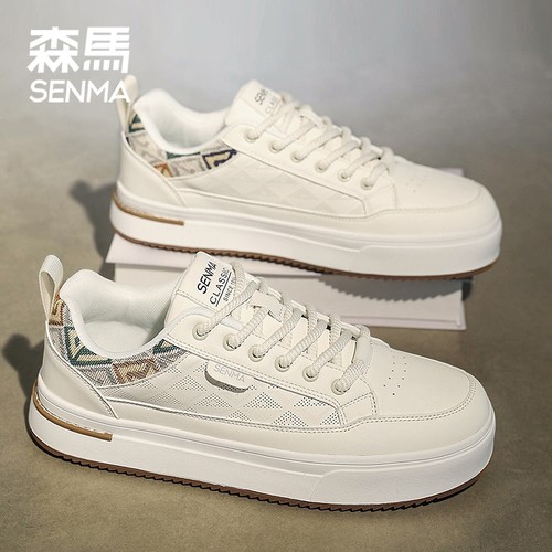 森马小白鞋男款2025新款夏季透气增高运动休闲鞋子男真皮板鞋