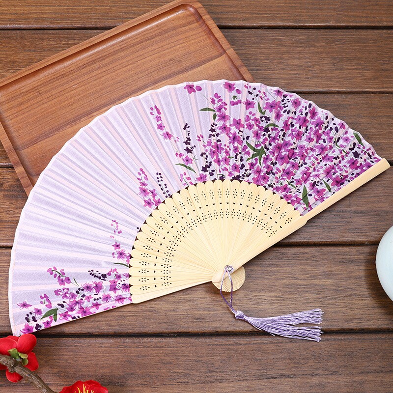 厂家供应扇子真丝女扇丝绸中国风舞蹈扇汉服扇子礼品扇现货批发