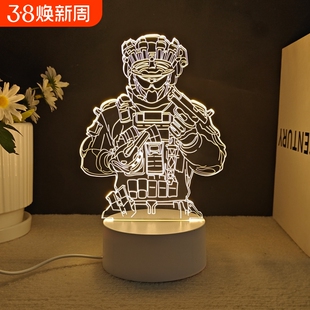 三角洲行动游戏周边小夜灯威龙骇爪哈夫克蜂医曼德尔砖手办灯充电