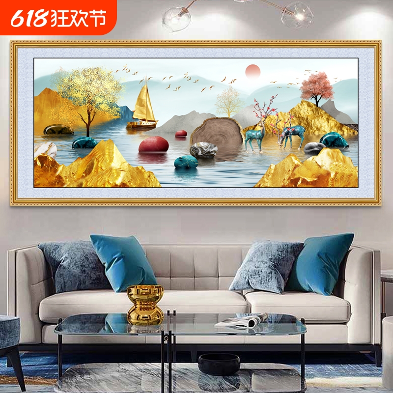 墙纸自粘简约轻奢壁画客厅装饰画沙发背景墙挂画贴纸墙面壁纸贴画